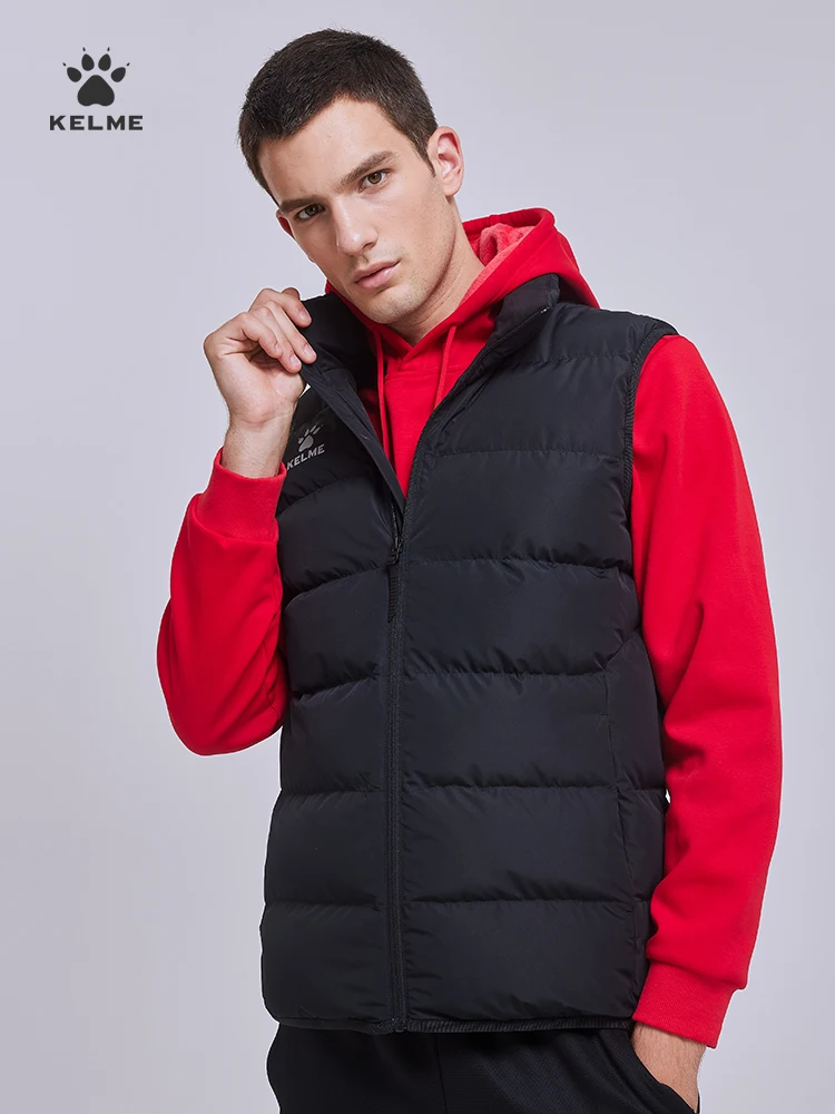 KELME Sports Cotton Vest Men's  Autumn And Winter New Warm And Windproof Football  Sleeveless Cotton Jacket 8161MJ1001