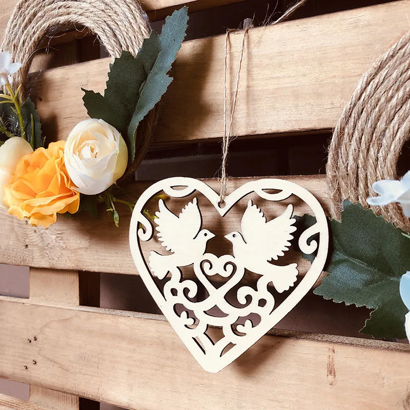 

10pcs Love Bird Wood Gift Tag Heart Shape Cute Stationery Bookmarks DIY Party Decoration Packaging Hang Tags