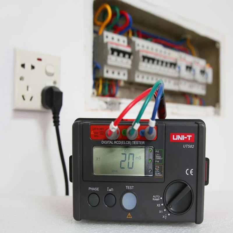 Флюоресцентный цифровой тестер RCD (ELCB) автоматический измеритель цепи утечки на