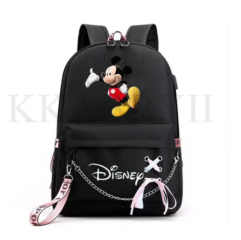 Disney Рюкзак Дорожная Сумка Микки школьная сумка зарядка через Usb рюкзак из ткани