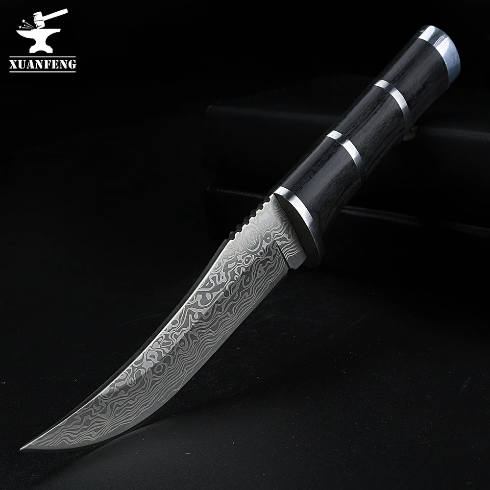 Уличный короткий нож дамасский Портативный Многофункциональный армейский