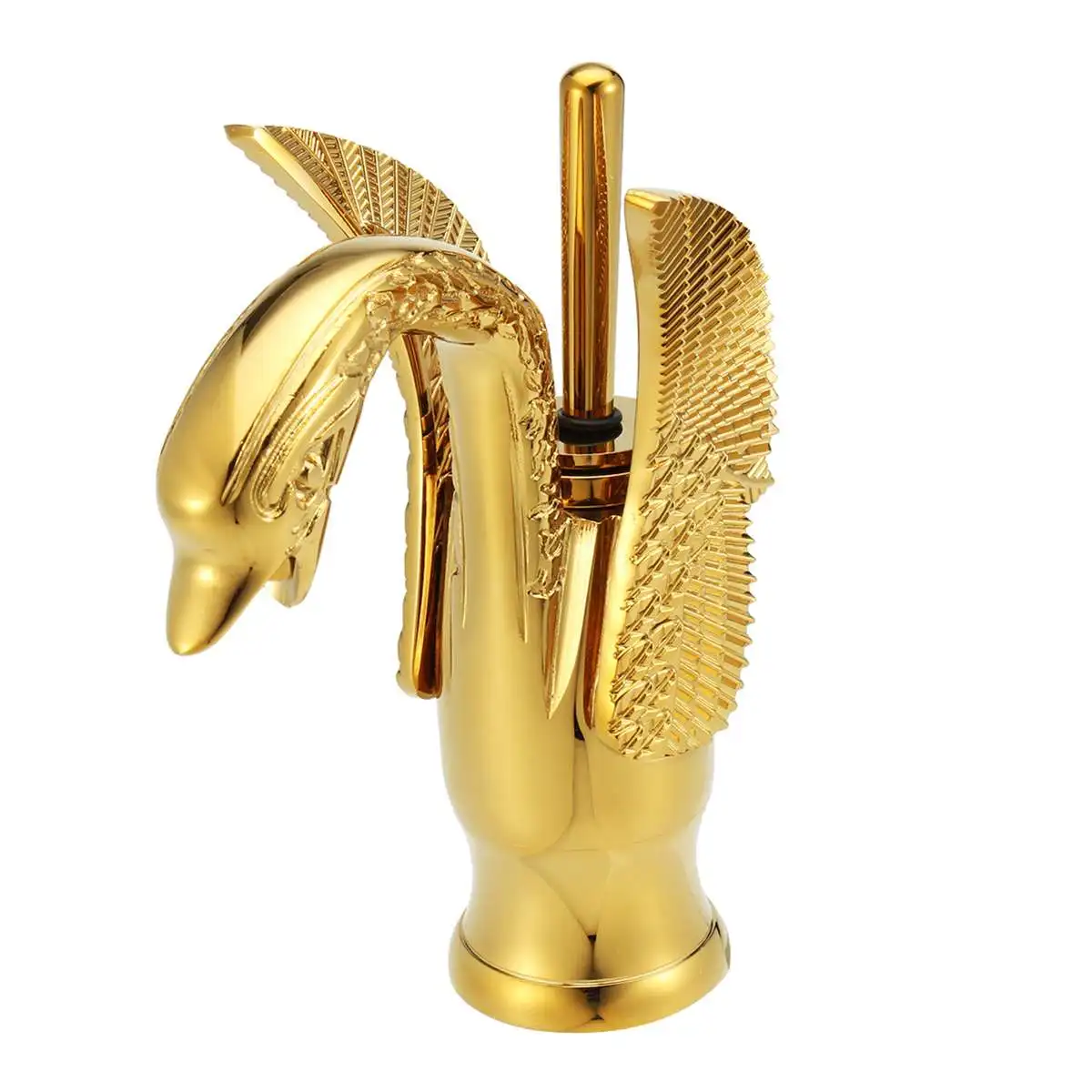 

Gold Brass Swan Basin Faucet Arch Design Brass Hot and Cold Taps Gold Plated Single Hole Tap Luxury Wash Mixer Taps