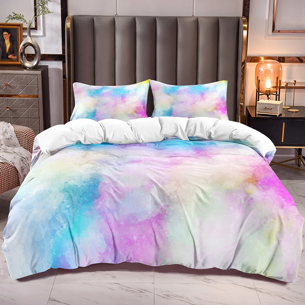 

Colorful Tie Dye Theme Comforter Cover for Teens Adults Zipper Closure Bedding Cover with White Reverse
