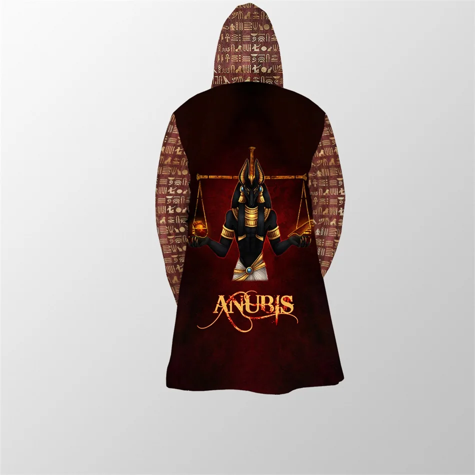 Зимний мужской плащ 2021 фараон Древнего Египта анубис 3D-печать толстое флисовое