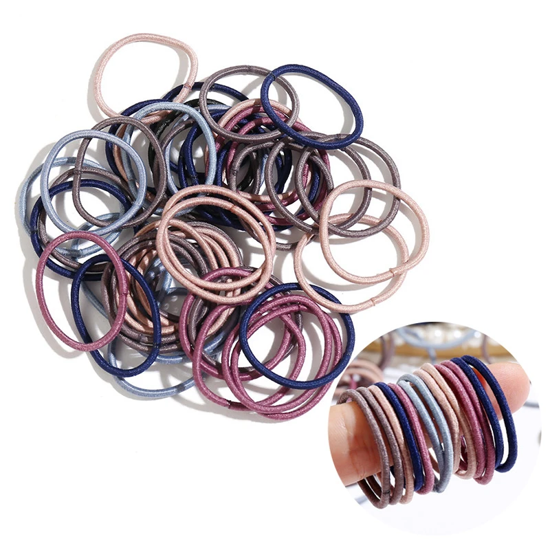 S8-3cm 50PCS 50 шт./лот, 3 см, милые цветные резинки для волос для девочек, аксессуары для волос, эластичная веревка для детей, детская бабочка, конский хвост, держатель, модные резинки - Цвет: S8-3cm 50PCS