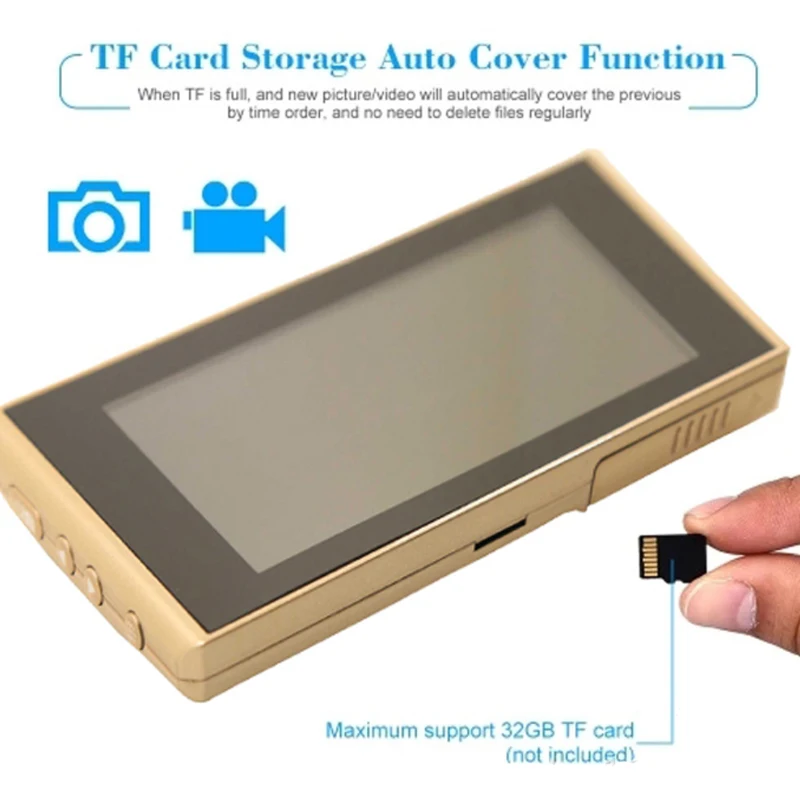 4 3 дюймовый беспроводной дверной звонок с глазком 720P видеовизуальный домофон