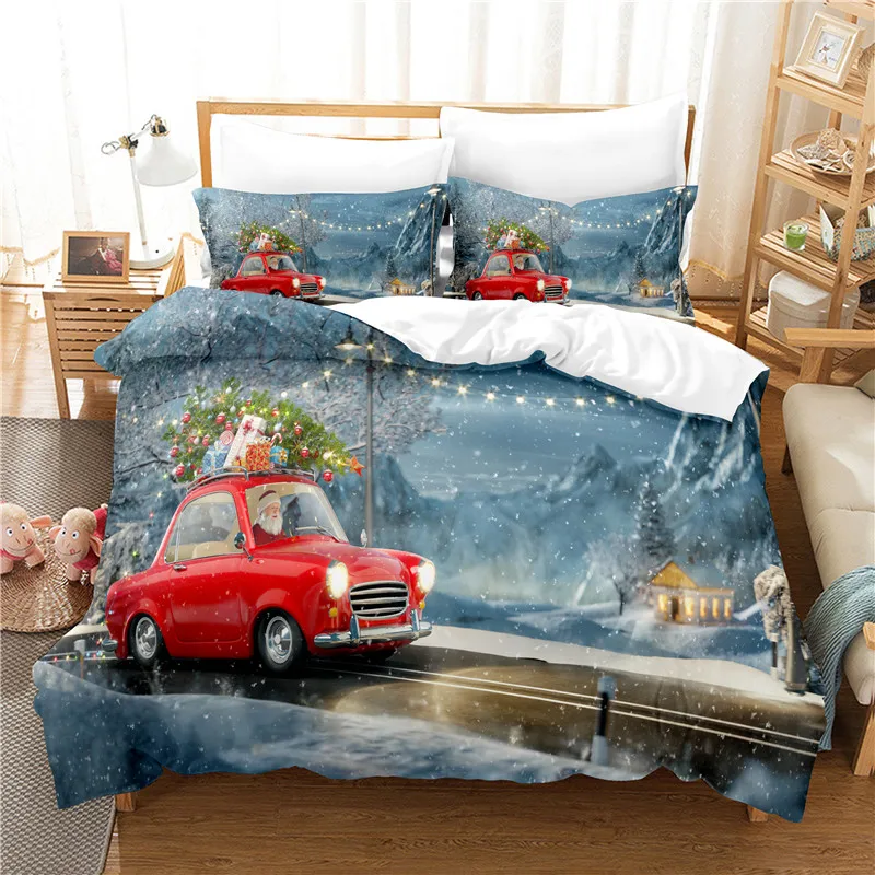 

Weihnachten Auto Bettbezug-set 3d Digitaldruck Bett Leinen Mode Design Tröster Abdeckung Bettwäsche-sets Bett Set