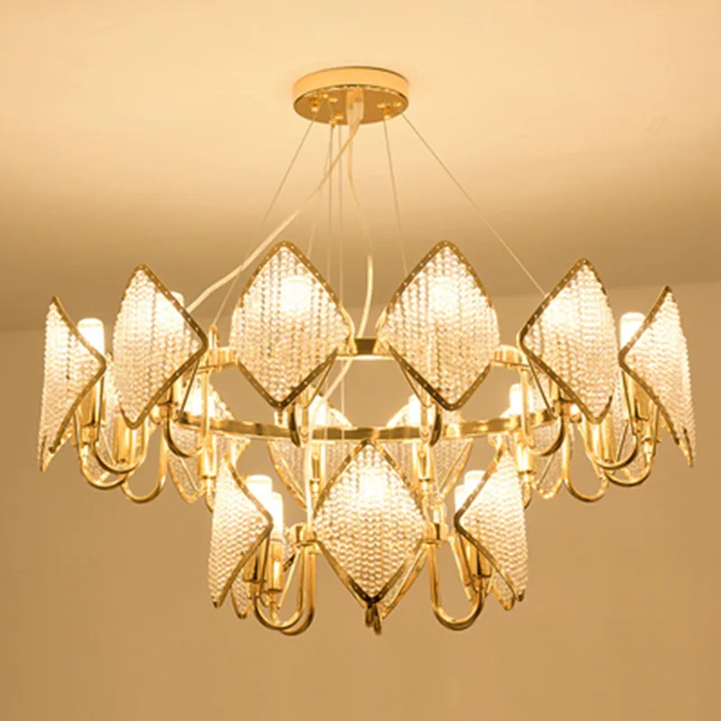

Modern Light Luxury Crystal Chandelier Creative Personality Nordic Living Room Chandelier Duplex Building Model Room Hall Lamp