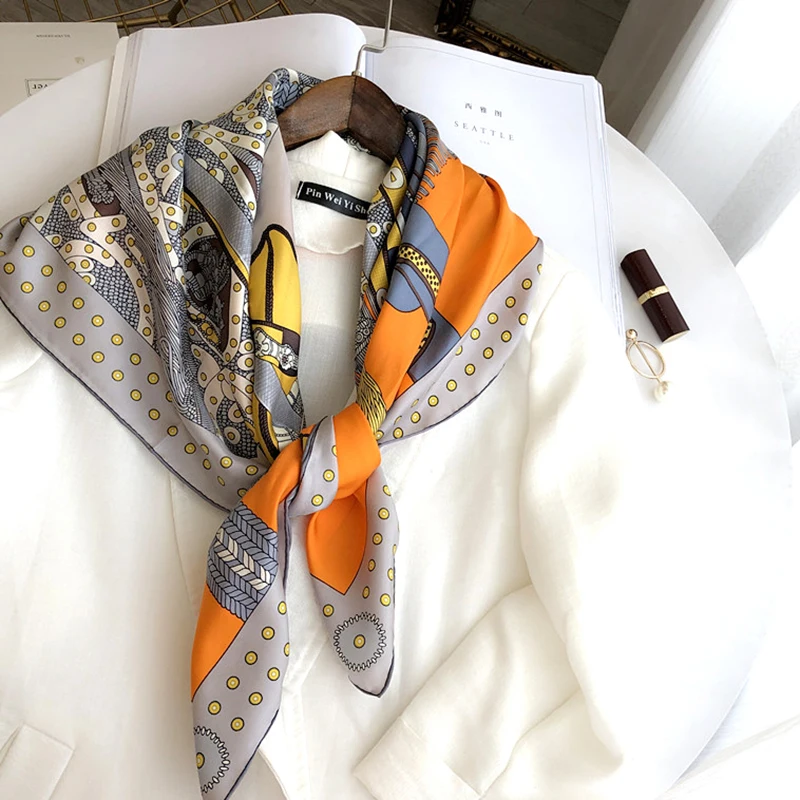 

2021 new spring women scarf quality shawl silk fashion scarf headscarf beach sunscreen bag headscarf scarf 90cm*90cm