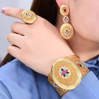 brand luxury gorgeous dubai style wide bangle earrings ring jewelry set for bridal wedding mother day gift high quality 2021
