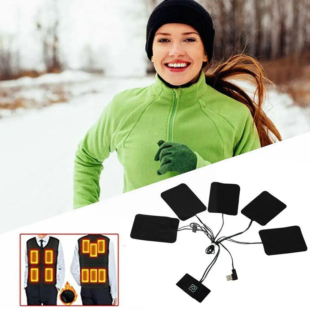 

5 In1 Usb Charged Clothes Heating Pads Electric Heating Sheet With 3 Gear Adjustable Temperature Heating Warmer Pad For Ves Y8f9