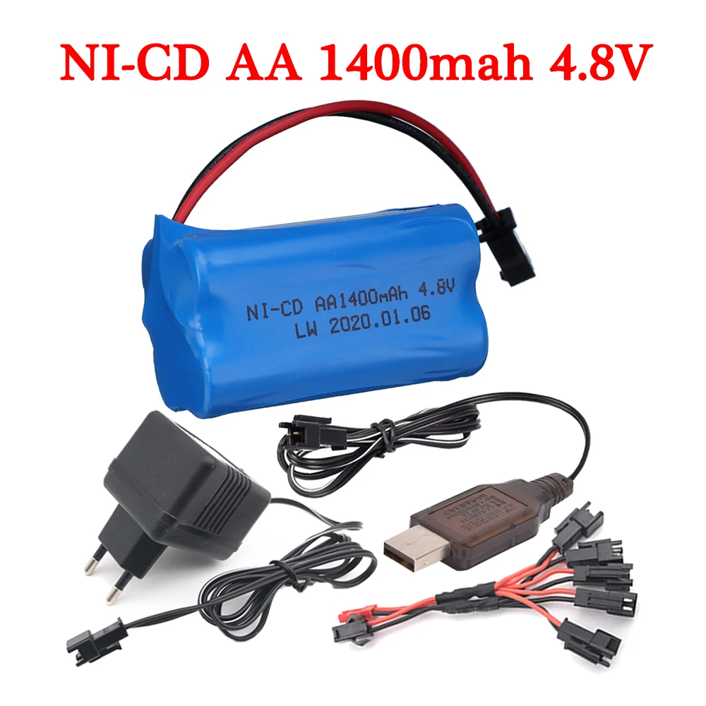 

4.8V 4*AA NI-CD Rechargeable battery pack For Remote control electric toys 4.8V 1400mAh Battery and charger for RC toys Car Boat