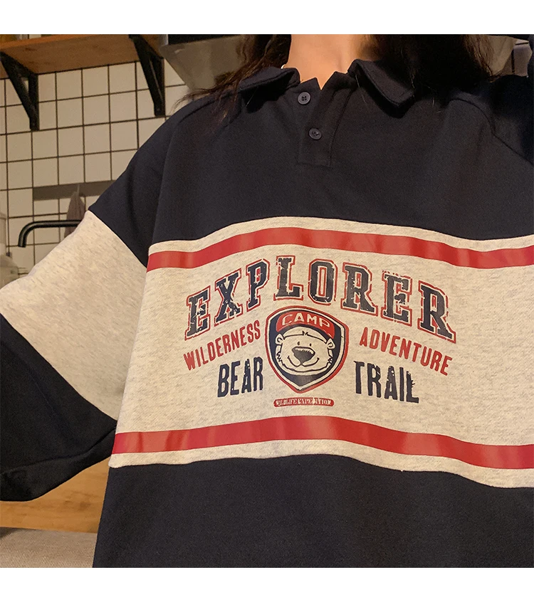 Женский свитшот с длинным рукавом принтом медведя | Женская одежда