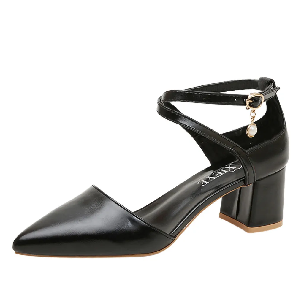 

Women's shoes solid color Pointed Belt Buckle sandals high Heeled Sandals High Heel Shoes zapatos de mujer