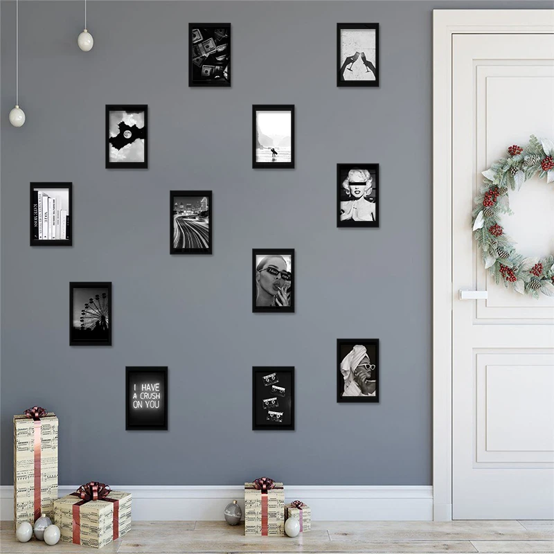 50 шт. черно белая эстетическая картина для настенного коллажа шикарный коллаж