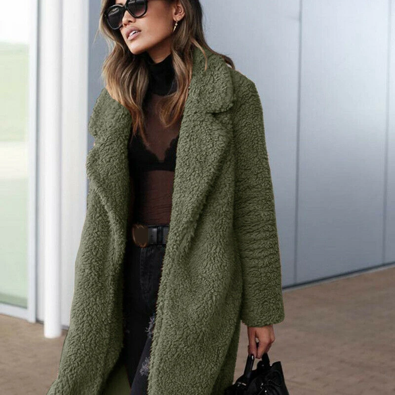 Теплое зимнее женское меховое пальто с мишкой Тедди длинное винтажное пушистое