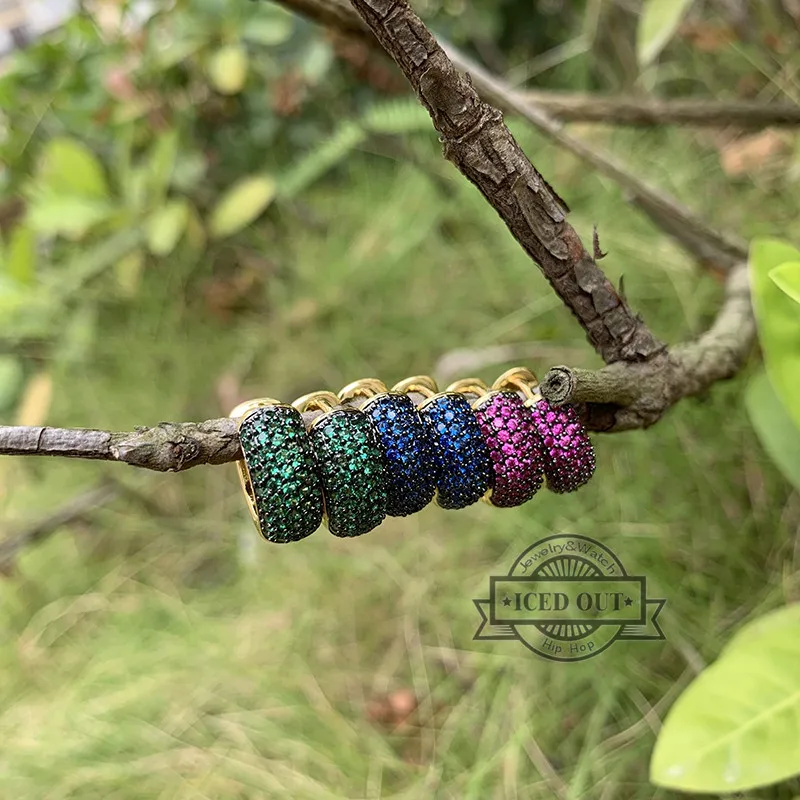 Женские серьги-обручи с изумрудом и сапфиром покрытые 18 К золотом | Украшения