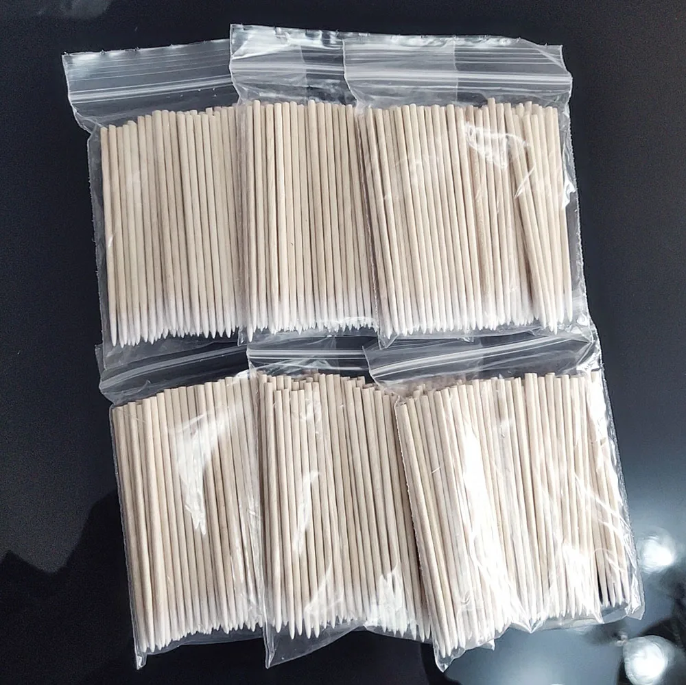 100PCS 7cm Wood Handle Small Pointed Tip Head Cotton Swab Eyebrow Tattoo Beauty Makeup Color Nail Seam Dedicated Dirty Picking