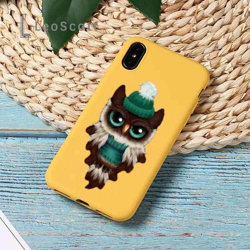 

Animal Owl art cool cute Phone Case Candy Color for iPhone 11 12 mini pro XS MAX 8 7 6 6S Plus X SE 2020 XR