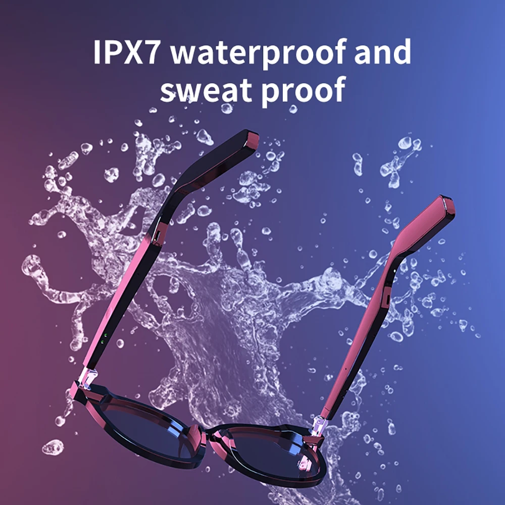 저렴한 Bonola-IPX7 방수 블루투스 5.0 선글라스 스마트 안경, 안티 블루 라이트 야외 스포츠 무선 음악 스피커 이어폰