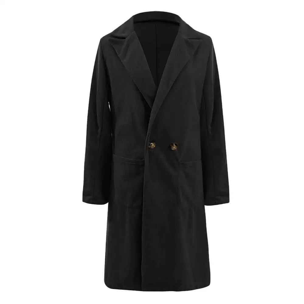 Cashmere Woolen Women Coat Winter Plus Size Vintage Warm Solid Lapel Long Wool Coat Manteau Femme Abrigos Mujer Plaszcze Damskie