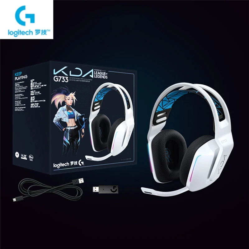 

Logitech G733 KDA limited edition Wireless Gaming Headset DTS X2.0 7.1 Surround Sound LIGHTSPEED Rechargeable Headphone w/MIC