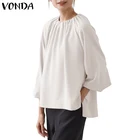 Элегантная офисная рубашка VONDA 2021, Женские Повседневные Вечерние ничные рубашки с длинным рукавом, богемные блузы, женские топы