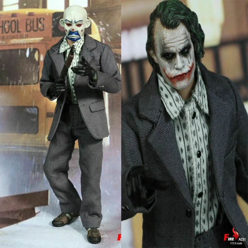 

1/12 A031 The Joker The Dark Knight Bank Robber Clown Action Figure Model With 2pcs Head