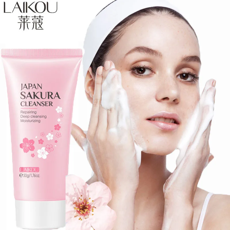 

LAlKOU Japan Sakura Face Cleanser Facial Scrub Cleansing Remove Blackhead Shrink Pores Deep Clean Oil Control Moisturizing Care