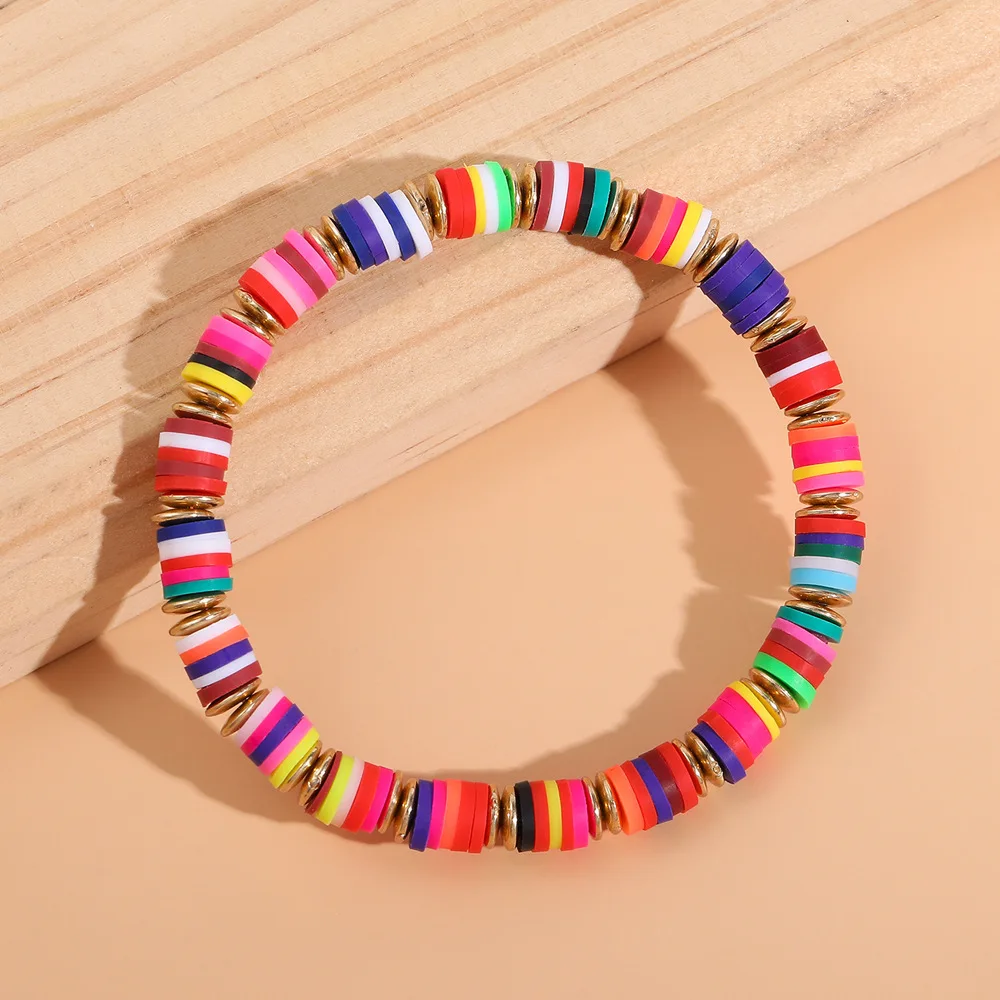 DIY Letter Polymer Clay Bracelet For Women Handmade Beads Charm Bracelet Jewelry Making DIY Colorful DIY Bohemian Bracelet Chain