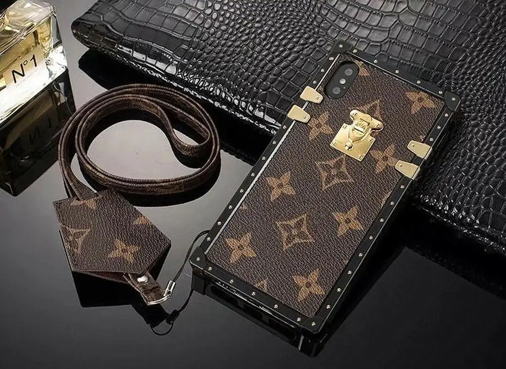 Brown Роскошный чехол для телефона из искусственной кожи s для iphone 11X6 6s 7 8 Plus XR Xs Max Модный Винтажный чехол с квадратной решеткой для задней крышки телефона Coque чехол - Цвет: Brown