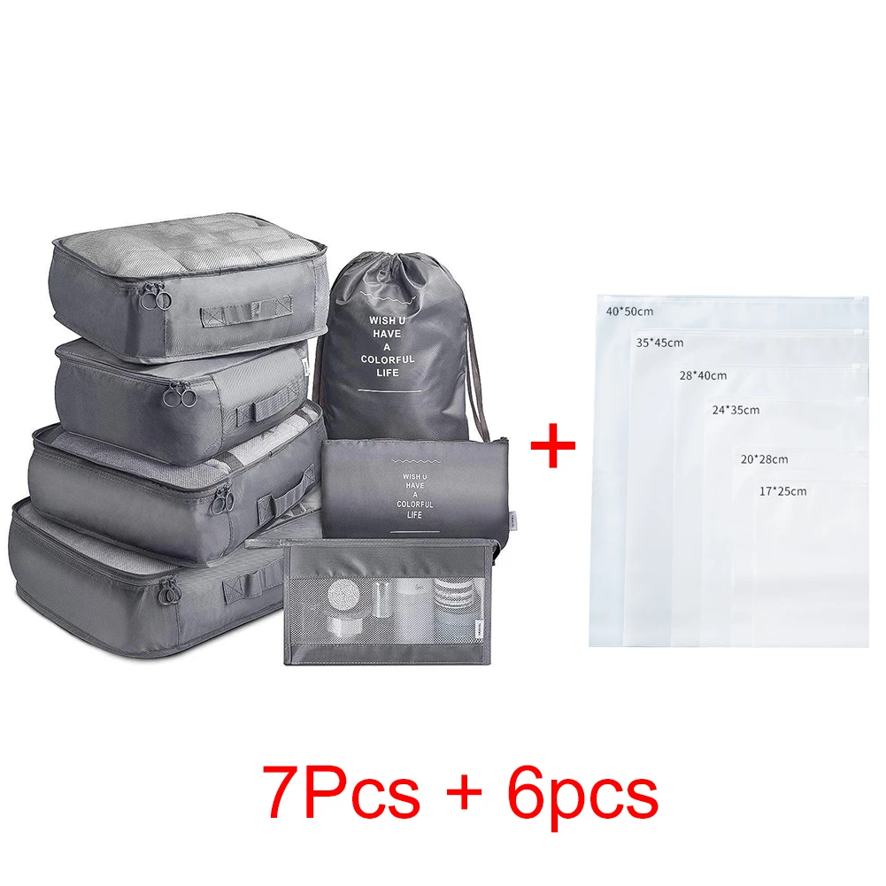 

NEW 13 Pieces Set Travel Organizer Travel Suitcase Set Storage Items Organizer For Clothes For Shoes Storage Cosmetic Bag