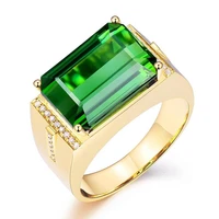 square emerald gemstones green crystal aaa zircon diamonds rings for men luxury gold color finger band jewelry bague accessory