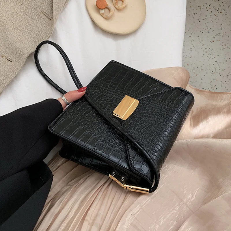 Крокодиловый узор из искусственной кожи однотонные сумки через плечо для женщин