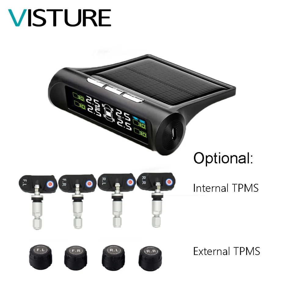 Система контроля давления в шинах TPMS на солнечной энергии 10 шт./лот светодиодный