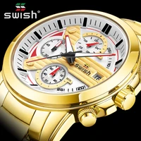 golden watches men top brand luxury stainless steel chronograph sports watch waterproof man business wrist watch reloj hombre