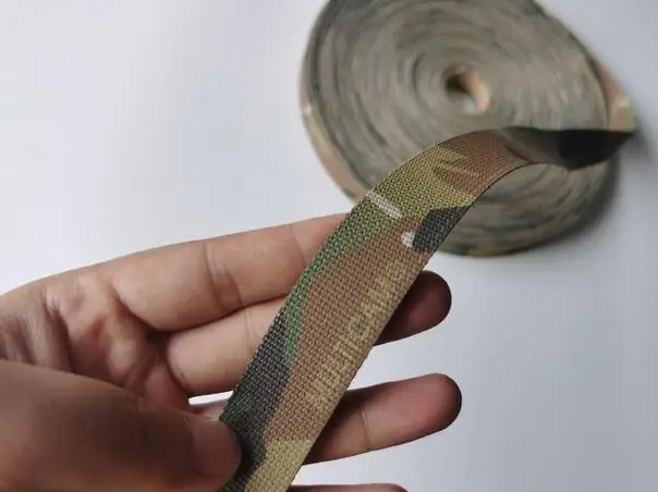 1 м длина 25 мм черный Камуфляжный жаккардовый ремешок для тесьмы красящий MCBK