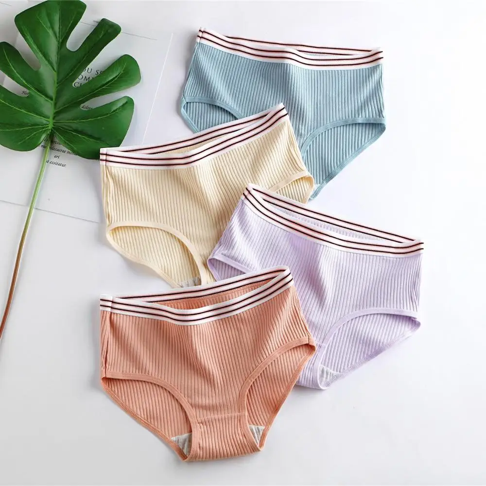 

Cute Bag Hip Girl Triangle Panties Lady 2020 Autumn And Winter Threaded Cotton Crotch Breathable Women's Panties Girls Briefs