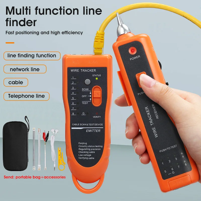 LAN Network Cable Tester RJ45 Cat5 Cat6 UTP STP Detector Line Finder Telephone Wire Tracker Tracer Diagnose Tone Tool Kit