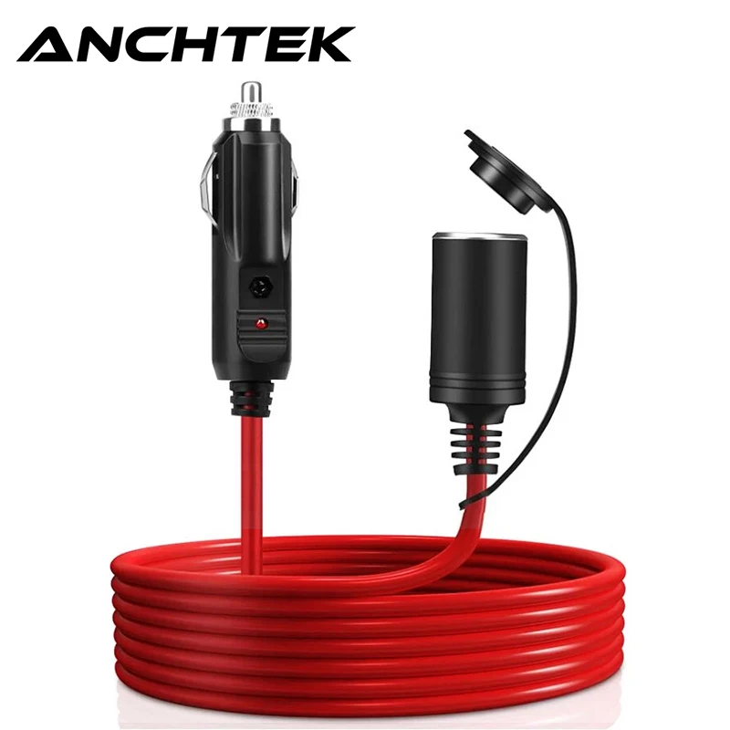 

Anchtek 12V 24V 15A Cigarette Lighter Extension Cord 3.6M 12FT Socket Styling Charger Cable Female Socket Plug Auto Accessories