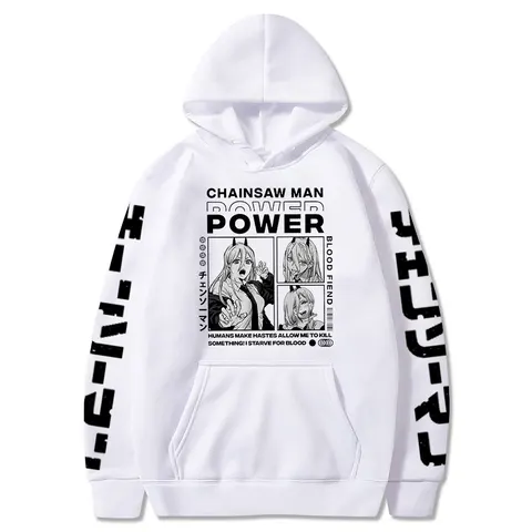 Chainsaw Man Denji Power Anime Fashion Prints Hoodies Women/Men Long Sleeve Hooded Sweatshirts Casual Streetwear Pullover