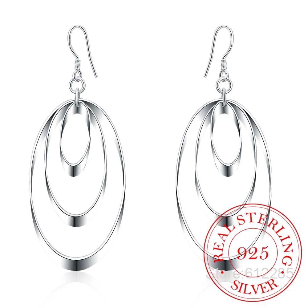 Серьги подвески женские из серебра 925 пробы модные корейские висячие серьги с