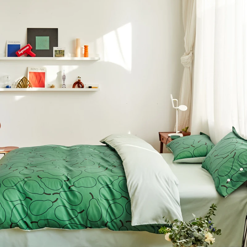 

Модный комплект постельного белья из чистого хлопка A/B Простота с двусторонним рисунком простота простыня, пододеяльник наволочка простын...