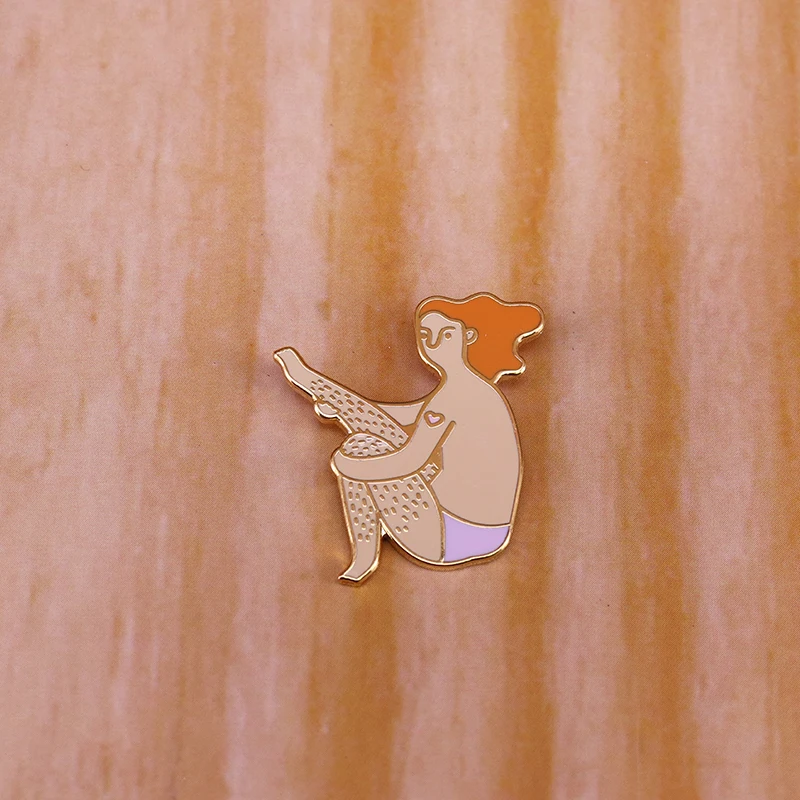 Мне нравятся ноги! Женская Брошь в виде пушистой феминистской фигуры Ginger Girl броши