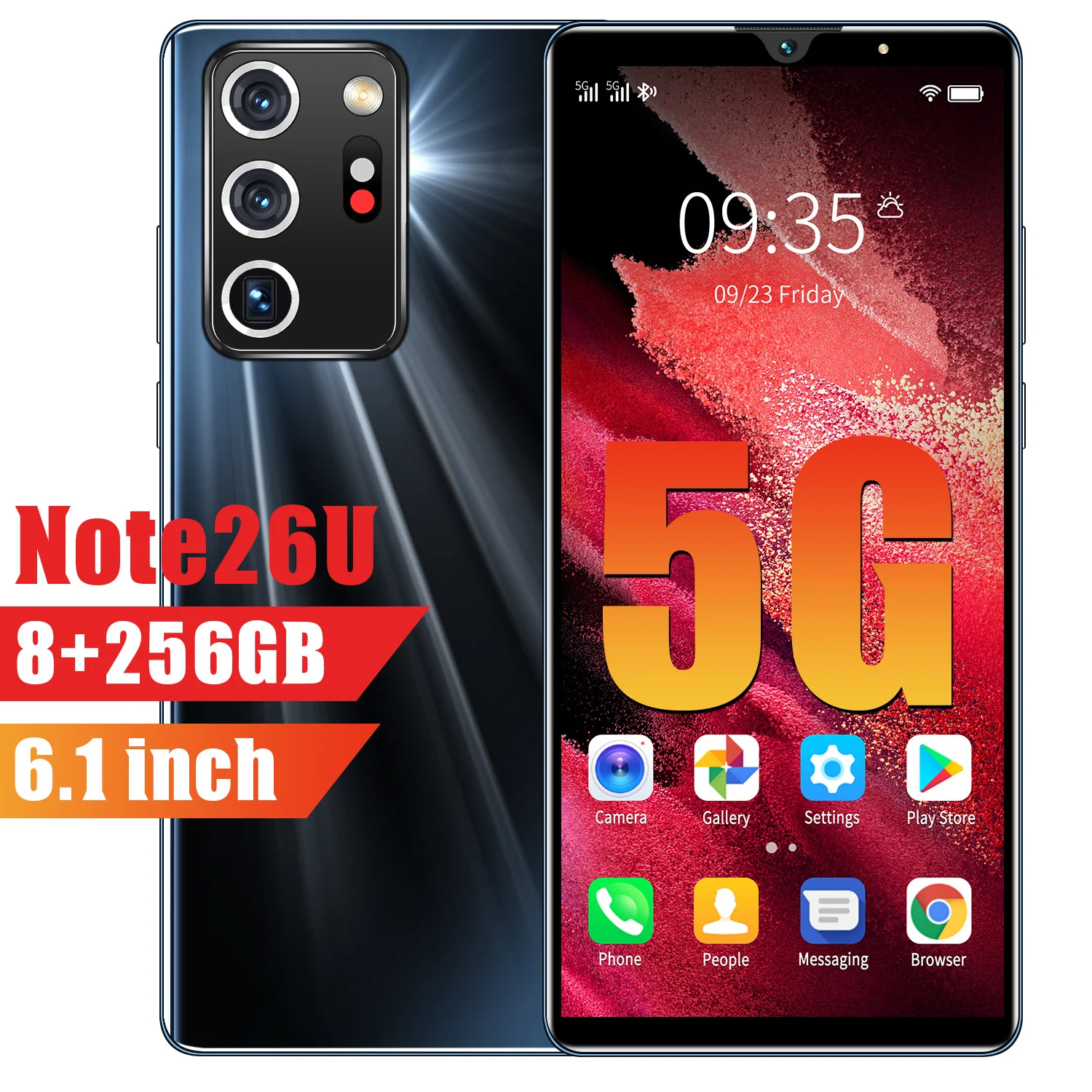 

Note26U 6.1 Inch 8+128GB 16+32MP 4G LTE 5G 4800mAh Andriod 10.0 Mobile Phones Dual SIM+Micro SD Fingerprint Unlock Smartphones