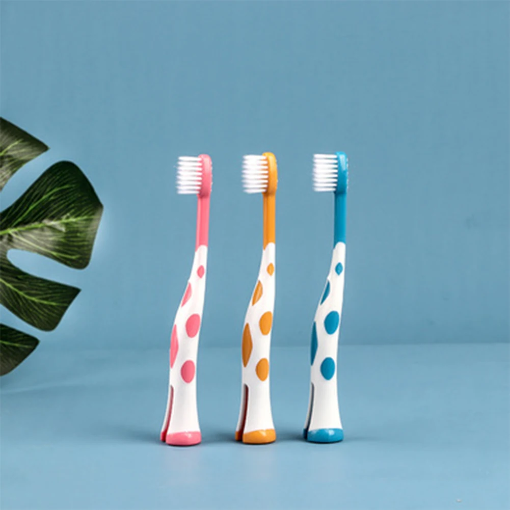 

3 pcs/lot Kid's Toothbrush cute cartoon giraffe children's Superfine soft bristle toothbrush For 3-12 years old baby