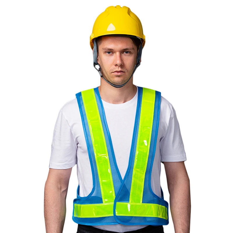 

Breathable Net riding Traffic Night Work safety vest V-shaped High Visibility Security Cycling reflective Jogging Jackets