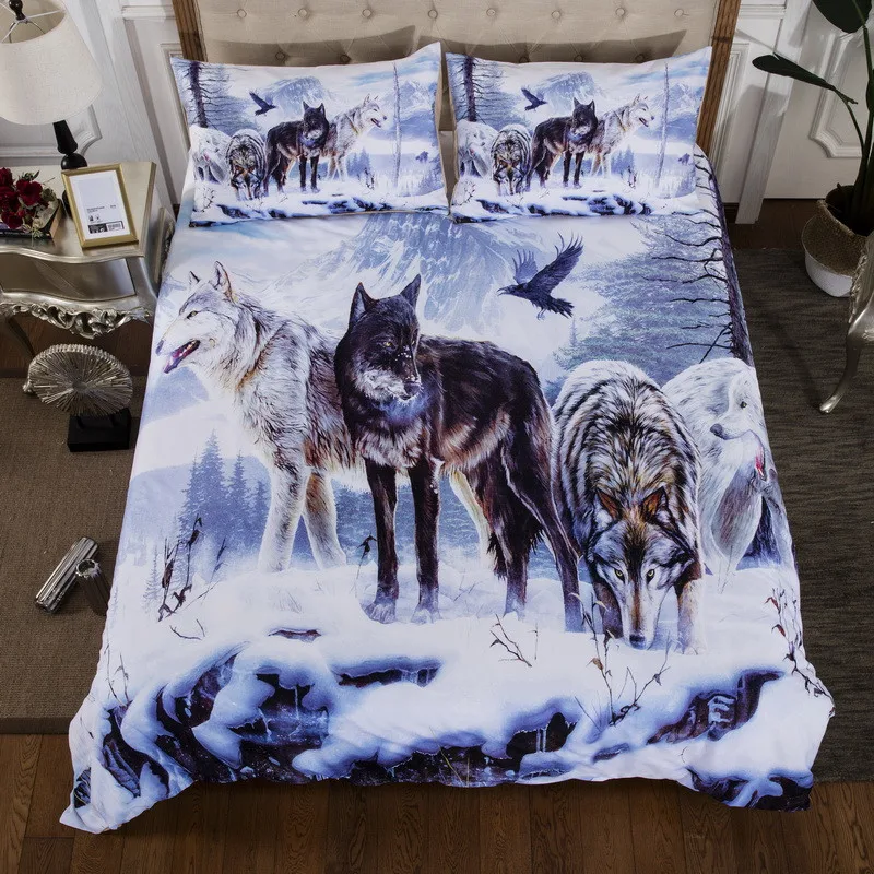 

Bedding Set Duvet Cover Bed in 3D Set for Home Wolf Tiger Print Luxury Euro Bedding Full King Queen Comforter Sets 90x90