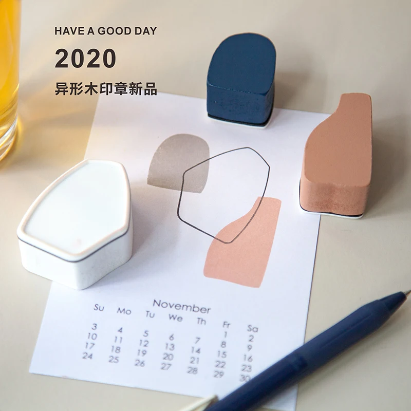 10 деревянных резиновых штампов неправильной геометрической формы для