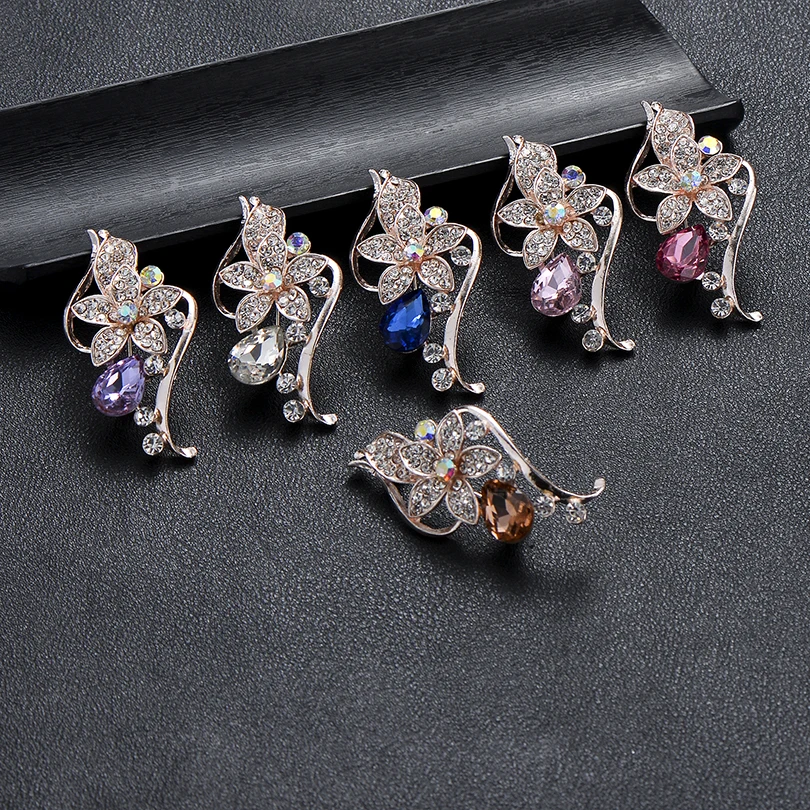 Женская Брошь В Виде Цветка IYOE Винтажная брошь с кристаллами на свадьбу день